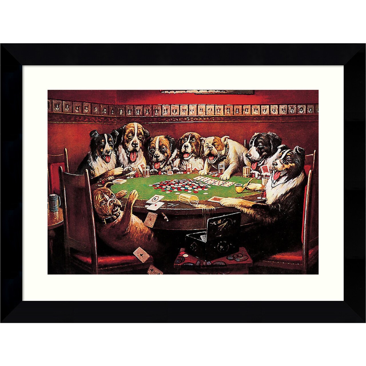 Poker Sympathy by C.M. Coolidge Wood Framed Wall Art Print 27 in. W x 21 in. H